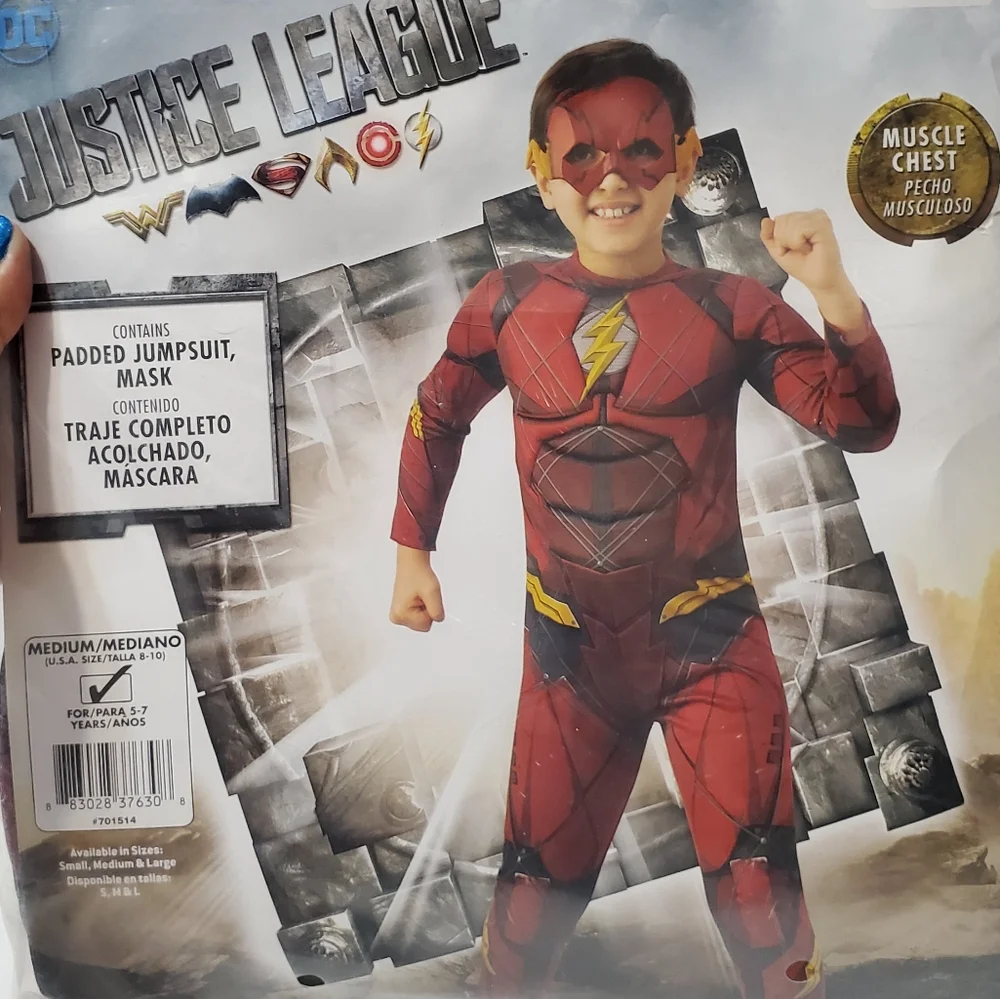 Justice League The Flash Super Hero Boys Costume Sz 10